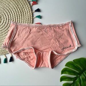 Victoria's Secret PINK Velvet Trim Boyshort Panty Rosy Nectarine Large NEW